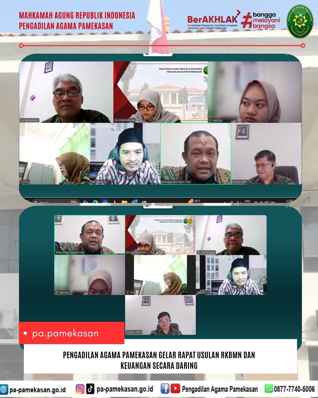 Pengadilan Agama Pamekasan Gelar Rapat Usulan RKBMN dan Keuangan Secara Daring